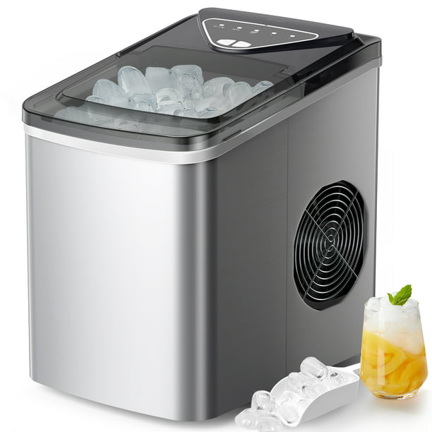 Ice Makers Portable Countertop, 26lbs/24h, 9pcs/6min, w/ 2 Sizes Bullet-Shaped Ice, Self-Cleaning, w/Scoop & Basket for Home, Kitchen, Office, Bar - Walmart.com