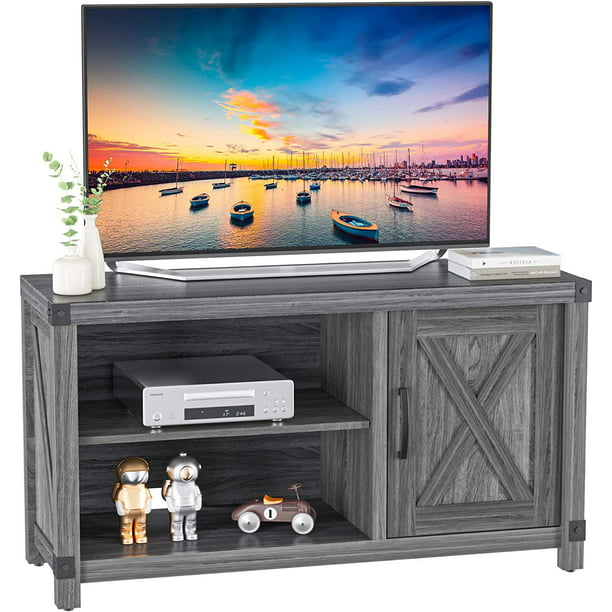 Farmhouse TV Stand for 50 Inch TVs Wood Media TV Console Cabinet with Storage, Grey - Walmart.com
