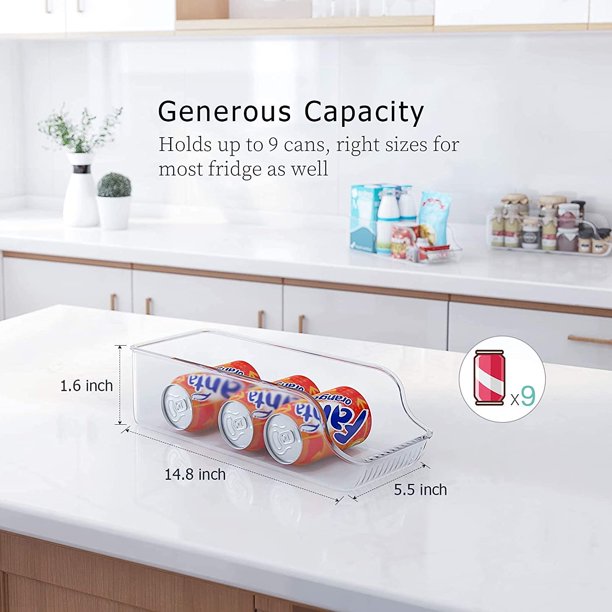 4 Pack Refrigerator Organizer Bins Stackable Plastic Clear Pop Soda Can Dispenser Holder for Fridge, Freezer, Pantry, Kitchen, Countertop and Cabinet - Walmart.com