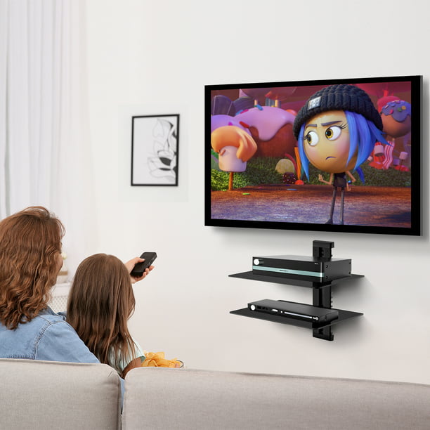 Floating AV Shelf Double Wall Mount TV Shelf - Holds up to 17.6lbs - DVD DVR Component Shelf - Perfect for Xbox, Projector, WiFi Router, Game Console and Cable Box - Walmart.com
