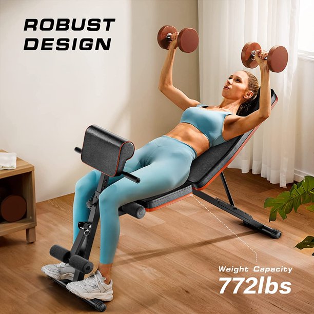 Adjustable Weight Bench with 772lbs Weight Capacity Foldable All-in-One Workout Bench with Two Exercise Bands for Home Gym - Walmart.com