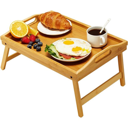 Foldable Bed Tray Table Bamboo Breakfast Tray Dinner Serving Tray for Sofa, Bed, Working, Eating, Reading - Walmart.com