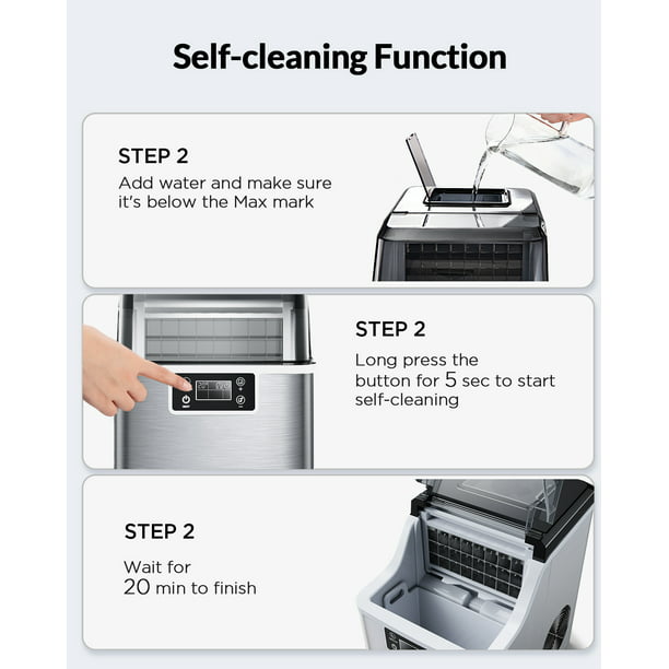 Ice Makers Countertop, 24pcs/13min, 45lbs/24h, 2 Ways to Add Water, Self-Cleaning, w/Scoop & Basket for Home, Kitchen, Office, Bar, Party - Walmart.com