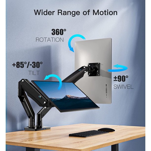 Myfurnideal Dual Monitor Stand for 13-35" Screens with Height Adjustable Ultrawide Double Gas Spring Arm for 2 Monitors, Hold up to 26.4lbs Each Arm - Walmart.com