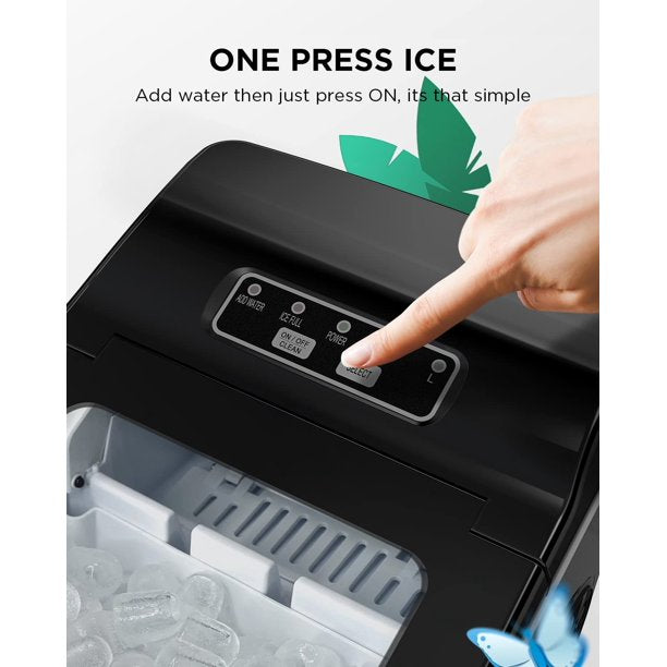 Ice Maker Machine for Countertop W/ 2 Sizes Bullet-Shaped Ice, 9pcs/6min, 26lbs/24h, Self-Cleaning, W/Scoop & Basket for Home, Kitchen, Office, Bar (Black) - Walmart.com