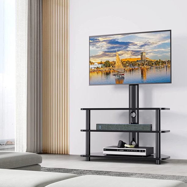 Swivel Floor TV Stand with 3 Storage Shelves for 32-65 inch TVs Height Adjustable Corner TV Stand w/Cable Management, Max 600x400mm, Hold up to 110lbs - Walmart.com