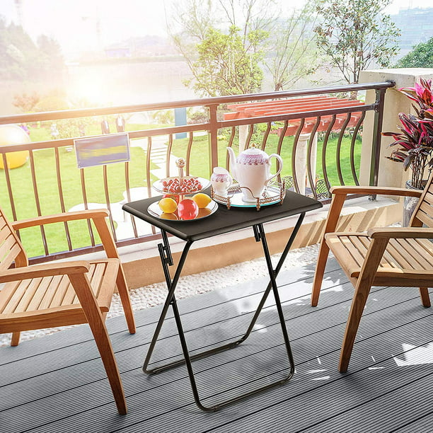 Pipishell Folding TV Tray Table & Snack Table Tray for Home Office,14.9"D x 18.8"W x 26"H inch Black