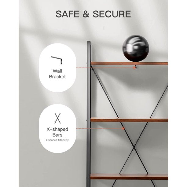 Myfurnideal 4-Tier Ladder Shelf Industrial Storage Bookshelf Standing Bookcase for Living Room, Bedroom, Kitchen, Bathroom, Balcony - Walmart.com
