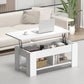 39.4" Lift Top Coffee Table with Storage Compartment and Shelves for Living Room, White - Walmart.com