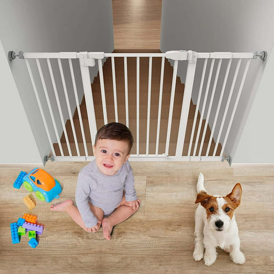 30" Height Baby Gate 29.1" to 47.6" Extra Wide Dog Gate with 2.8/5.5/8.3 Inch Extension kit for Stairs, Hallways, Bedrooms, White - Walmart.com