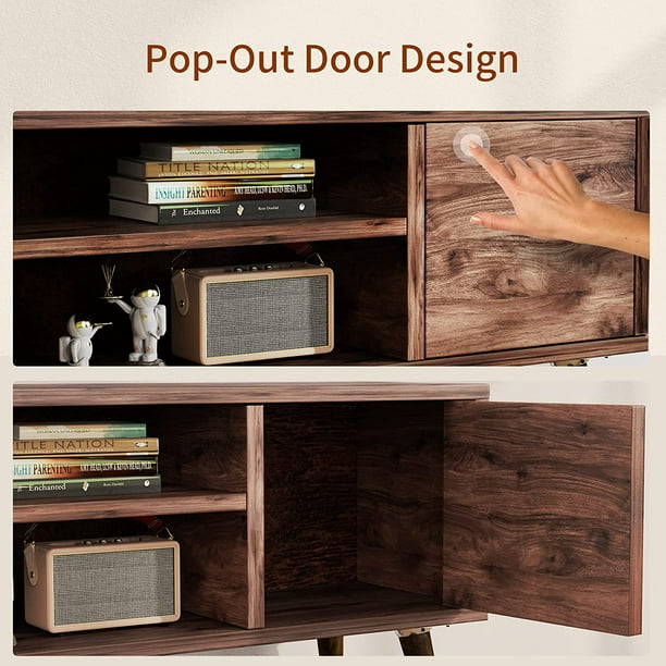TV Console Table with Storage for 55 inch TV Retro Wood TV Stand & Entertainment Center for Living Room Bedroom - Walmart.com