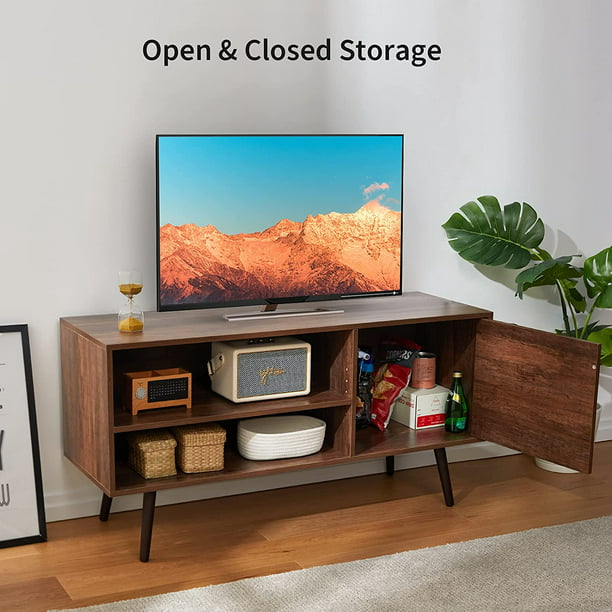 TV Console Table with Storage for 55 inch TV Retro Wood TV Stand & Entertainment Center for Living Room Bedroom - Walmart.com