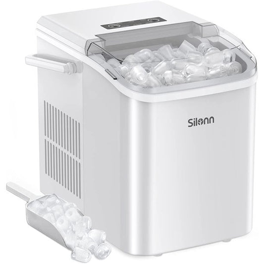 Ice Makers Countertop with Handle, 9pcs/7min, 26lbs/24h, w/ 2 Sizes Bullet-Shaped Ice, Self-Cleaning, w/Scoop & Basket for Home, Kitchen, Office, Bar, Party, White - Walmart.com