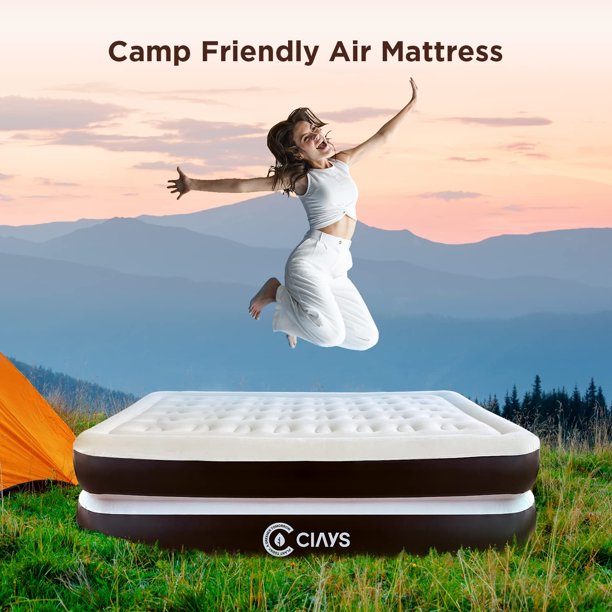 16" King Air Mattress with Built-in Pump and Carrying Bag, Brown - Walmart.com