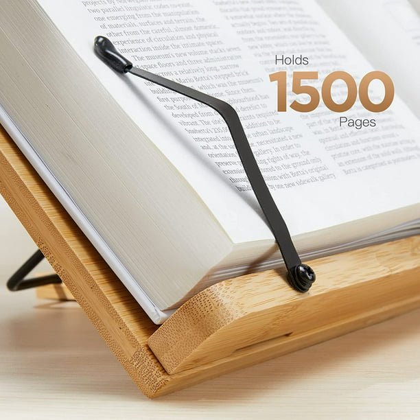 Myfurnideal Bamboo Book Stand Foldable Reading Book Holder Cookbook Book Holder with 5 Adjustable Height for Textbook, Receipe, Music Books, Tablet, Ipad - Walmart.com