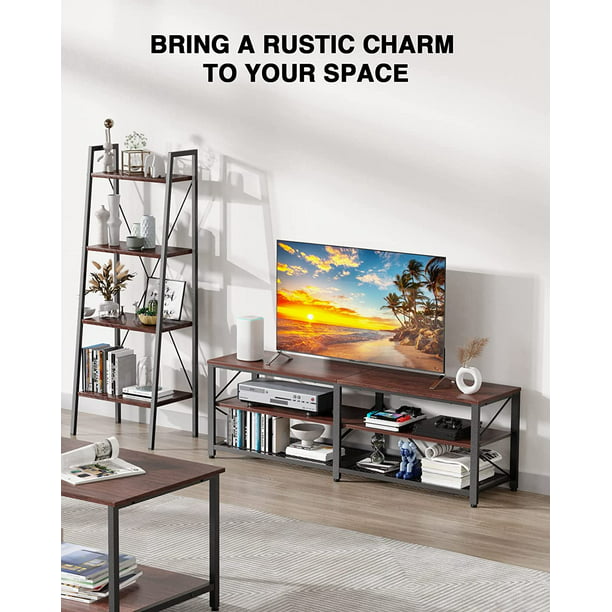 Myfurnideal TV Stand for 60" TV 3-Tier Media Console Table with Storage for Living Room, Cherry - Walmart.com