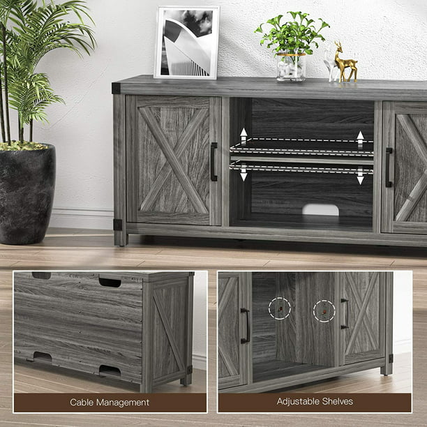 Console Cabinet for 65 Inch TVs with Media Shelves TV Stand Entertainment Center for Soundbar Barn Door TV Stand with Storage for Living Room - Walmart.com