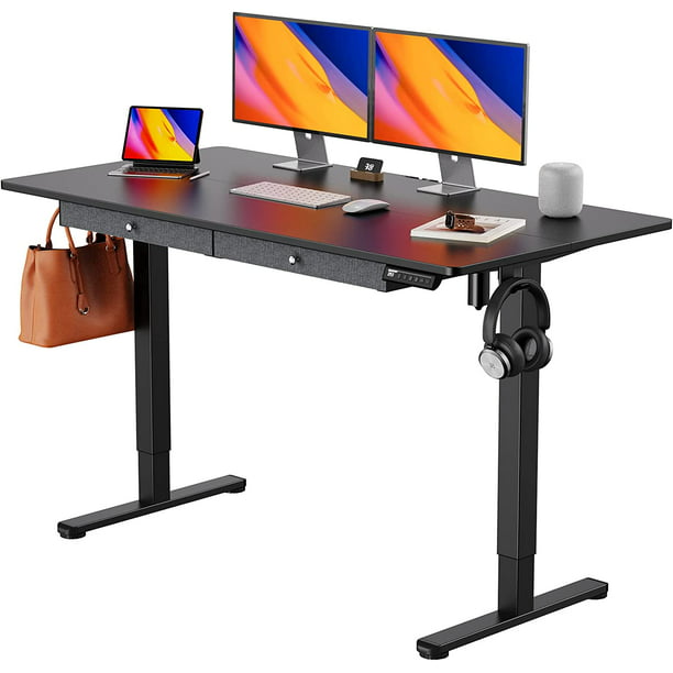 Electric Standing Desk with Drawer 55 x 28 Inches Height Adjustable Sit Stand up Desk Memory Computer Home Office Desk - Walmart.com