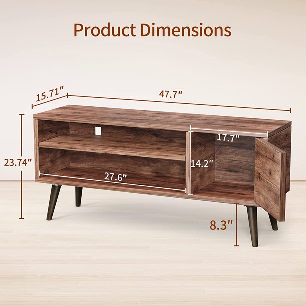 TV Console Table with Storage for 55 inch TV Retro Wood TV Stand & Entertainment Center for Living Room Bedroom - Walmart.com