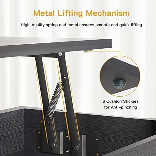 39.4" Lift Top Coffee Table with Storage Compartment and Shelves for Living Room, Black - Walmart.com