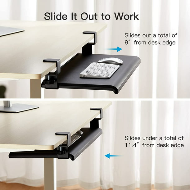 Keyboard Tray Under Desk with C Clamp 27 inch Keyboard Stand Slide Pull Out for Home or Office - Walmart.com