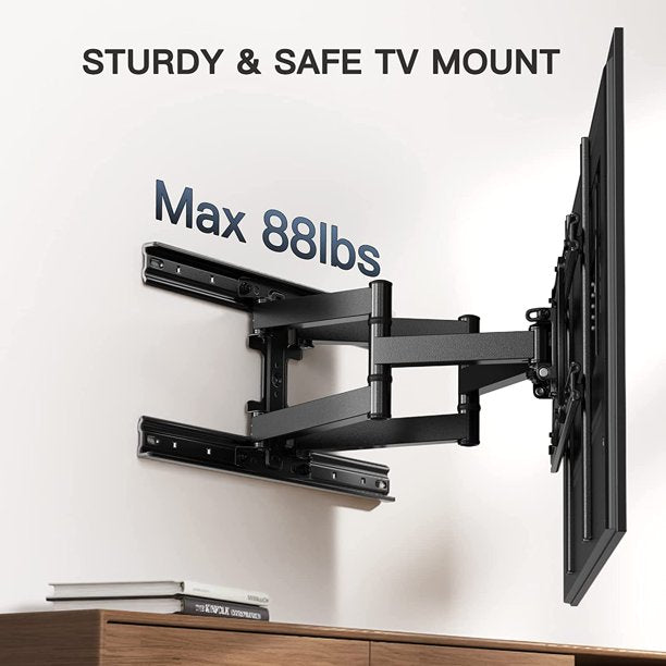 Full Motion TV Wall Mount Bracket for Most 17-55 Inches Flat Curved TVs, Holds up to 88lbs, Max 400mmX400mm - Walmart.com