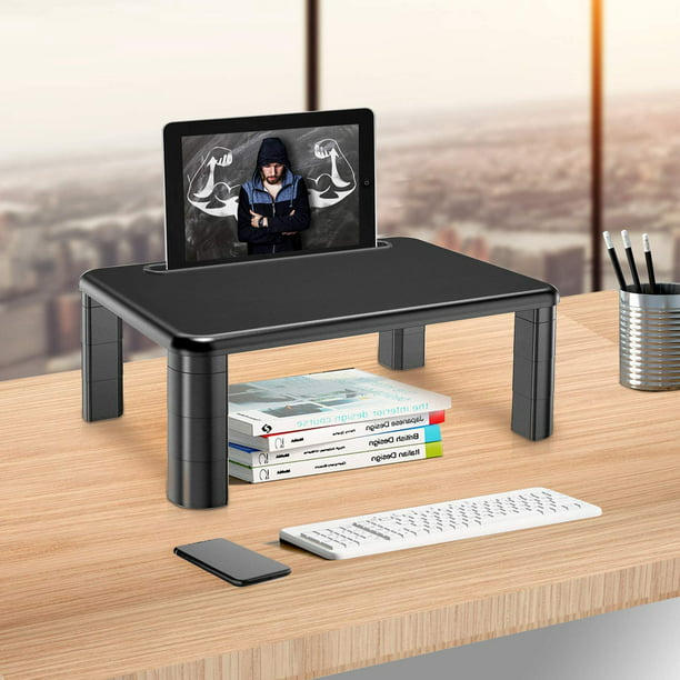 Pipishell Monitor Stand, 3 Height Adjustable Monitor Stand Riser with Table, Phone Holder for Desk, Desktop Riser for Laptop, Printer, PC Tower, for Home & Office Use - Walmart.com