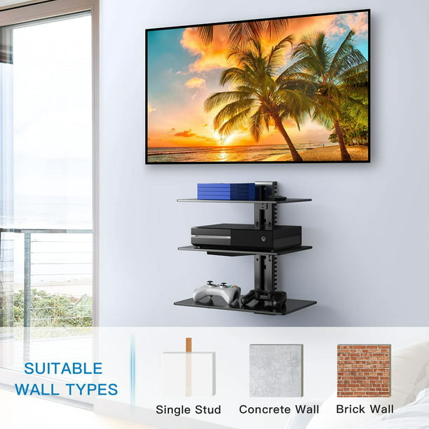 Floating AV Shelf Triple Wall Mount TV Shelf, Holds up to 17.6lbs DVD DVR Component Shel for Xbox, Projector, WiFi Router, Game Console and Cable Box - Walmart.com