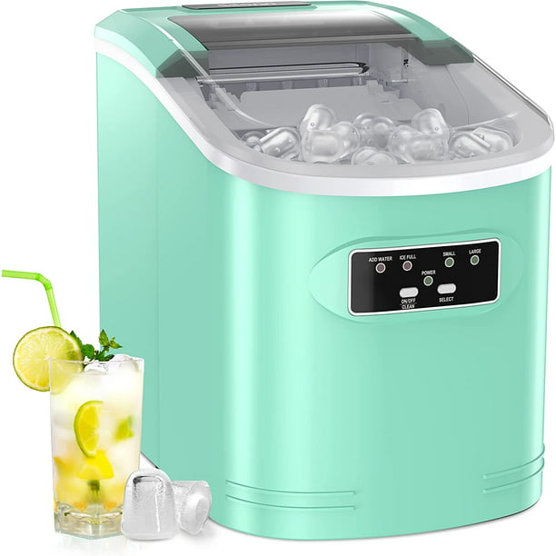 Portable Ice Makers Countertop, 9pcs/6min, 26lbs/24h, w/ 2 Sizes Bullet-Shaped Ice, Self-Cleaning, w/Scoop & Basket for Home, Kitchen, Office, Bar, Party, Green - Walmart.com