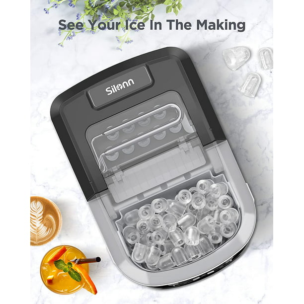 Portable Ice Makers Countertop, 9pcs/6min, 26lbs/24h, w/ 2 Sizes Bullet-Shaped Ice, Self-Cleaning, w/Scoop & Basket for Home, Kitchen, Office, Bar, Party, Black - Walmart.com