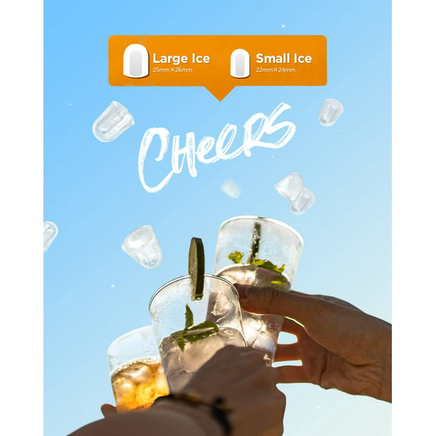 Ice Maker Machine for Countertop W/ 2 Sizes Bullet-Shaped Ice, 9pcs/6min, 26lbs/24h, Self-Cleaning, W/Scoop & Basket for Home, Kitchen, Office, Bar (Black) - Walmart.com