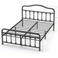 Queen Size Metal Bed Frame No Box Spring Needed Platform Bed Frame with Sturdy Steel Headboard and Footboard, Black - Walmart.com