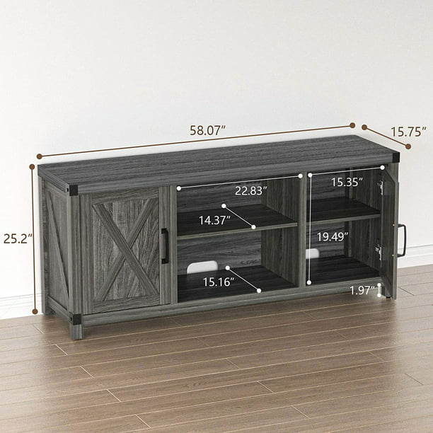 Console Cabinet for 65 Inch TVs with Media Shelves TV Stand Entertainment Center for Soundbar Barn Door TV Stand with Storage for Living Room - Walmart.com
