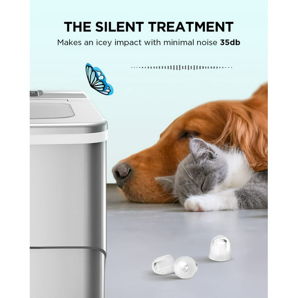 Ice Maker Machine for Countertop W/ 2 Sizes Bullet-Shaped Ice, 9pcs/6min, 26lbs/24h, Self-Cleaning, W/Scoop & Basket for Home, Kitchen, Office, Bar (Silver) - Walmart.com