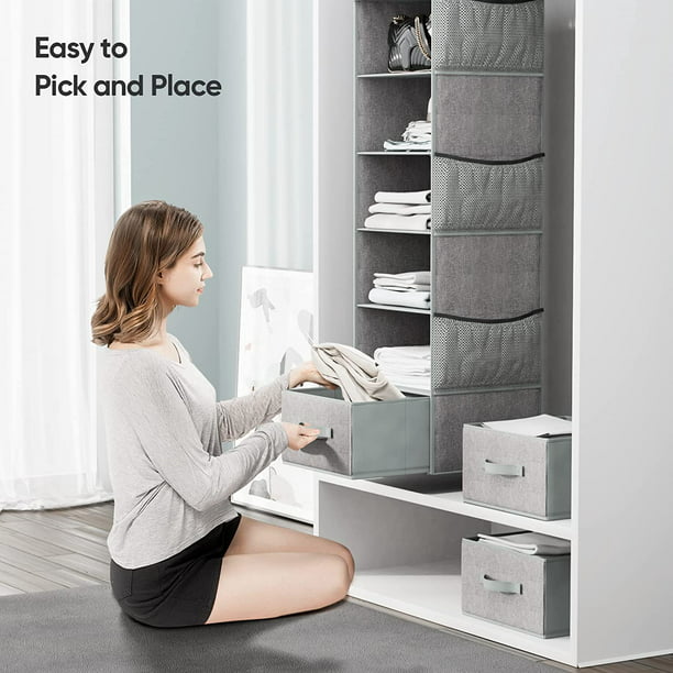 6-Shelf Hanging Closet Organizer Hanging Shelves for Closet with 3 Removable Drawers & Side Pockets, 12'' x 12'' x 43.3'' - Walmart.com