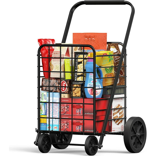 Myfurnideal Shopping Cart Folding Steel Rolling Laundry Basket with 176 lbs Large Capacity - Walmart.com