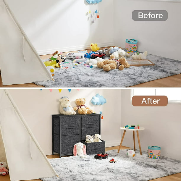 5 Drawer Dresser Fabric Storage Tower with Wood Top Organizer Unit for Closet, Hallway, Entryway, Nursery Room, Bedroom, Living Room - Walmart.com