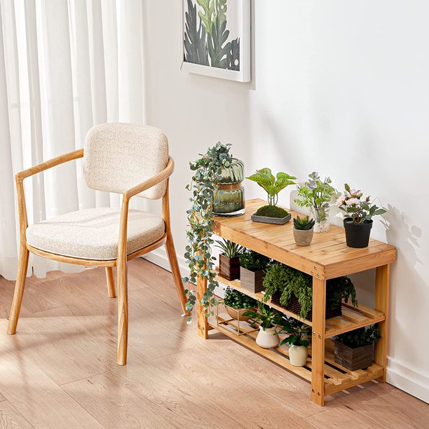 Bamboo 3-Tier Shoe Rack Bench Sturdy Shoe Organizer for Entryway Bedroom Living Room Balcony, Hold up to 300lbs - Walmart.com