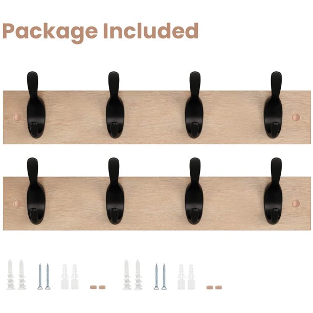 Myfurnideal 2 Packs Coat Rack Wall Mount Hooks Coat Hat Hanger for Wall Organized and Storage in Living Room, Bedroom, Light Brown - Walmart.com