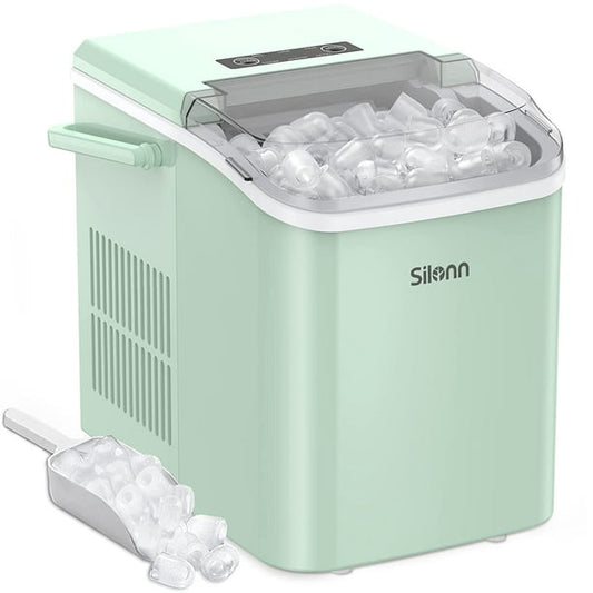 Ice Makers Countertop with Handle, 9pcs/7min, 26lbs/24h, w/ 2 Sizes Bullet-Shaped Ice, Self-Cleaning, w/Scoop & Basket for Home, Kitchen, Office, Bar, Party, Green - Walmart.com