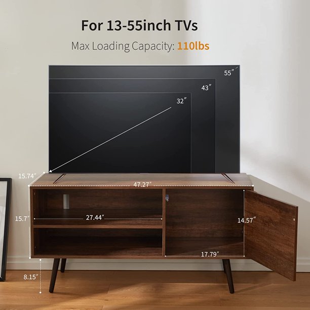 TV Console Table with Storage for 55 inch TV Retro Wood TV Stand & Entertainment Center for Living Room Bedroom - Walmart.com