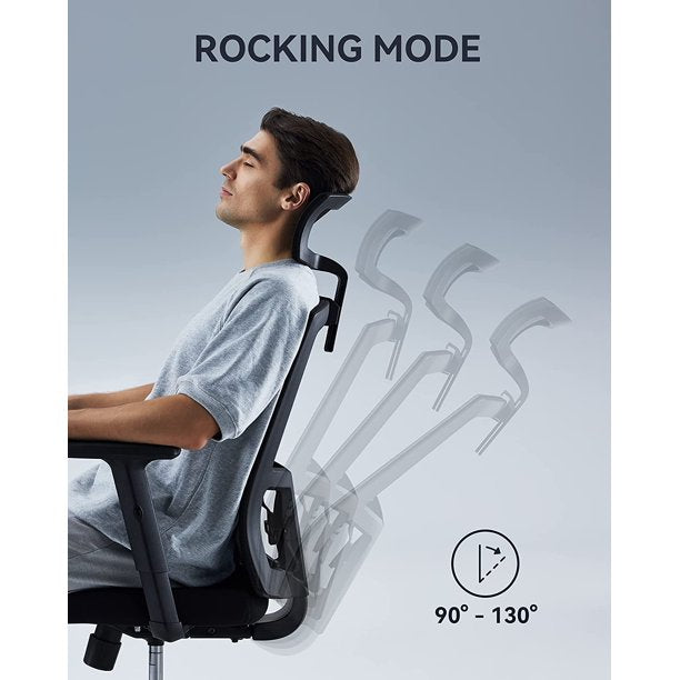 Ergonomic Office Chair High Back Mesh Computer Chair with Lumbar Support, Adjustable Armrest, Backrest and Headrest, Black - Walmart.com