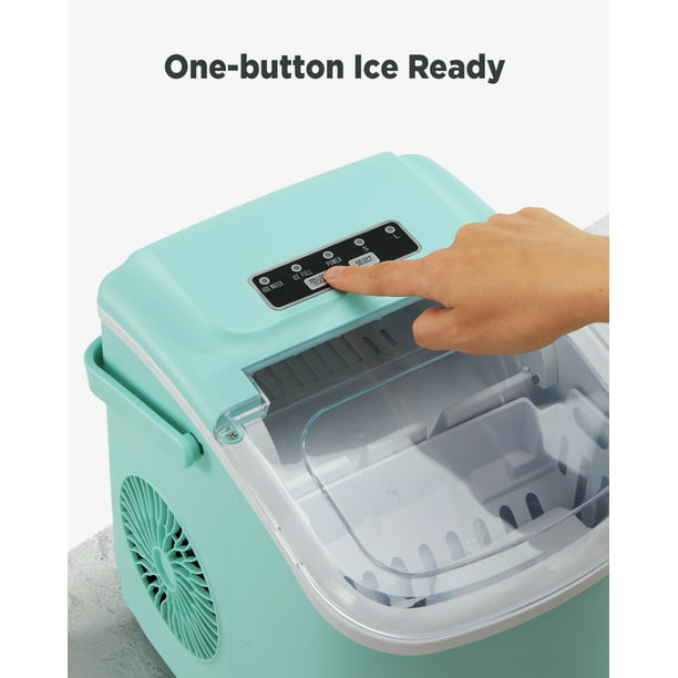 Ice Makers Countertop with Handle, 9pcs/6min, 26lbs/24h, w/ 2 Sizes Bullet-Shaped Ice, Self-Cleaning, w/Scoop & Basket for Home, Kitchen, Office, Bar, Party, Green - Walmart.com