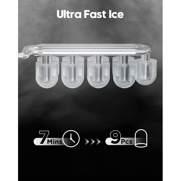Ice Makers Countertop with Handle, 9pcs/7min, 26lbs/24h, w/ 2 Sizes Bullet-Shaped Ice, Self-Cleaning, w/Scoop & Basket for Home, Kitchen, Office, Bar, Party, White - Walmart.com