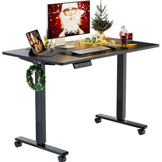 Electric Standing Desk with Wheels 48 x 24 Inch Height Adjustable Computer Stand Up Table for Home Office, Black - Walmart.com