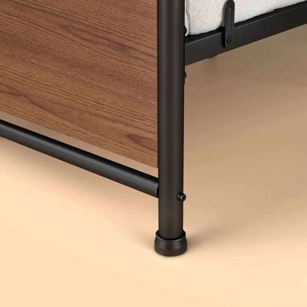 Full Size Metal Bed Frame No Box Spring Needed Platform Bed Frame with Sturdy Wood Headboard and Footboard, Black - Walmart.com
