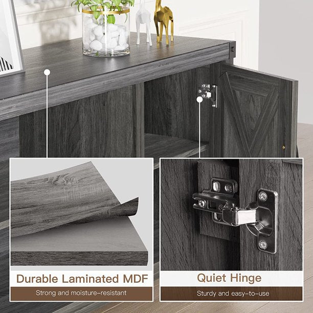 Farmhouse TV Stand for 50 Inch TVs Wood Media TV Console Cabinet with Storage, Grey - Walmart.com