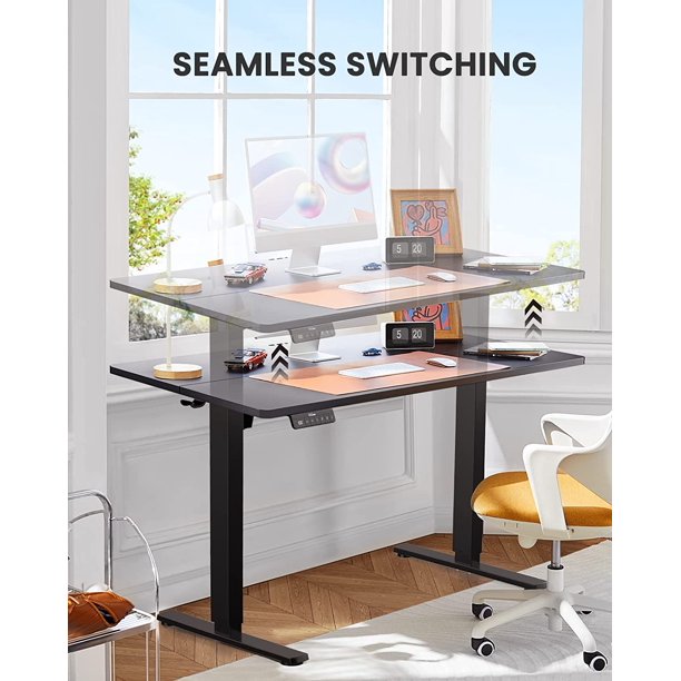 Electric Standing Desk with Wheels 55 x 24 Inch Height Adjustable Computer Stand Up Table for Home Office, Black - Walmart.com