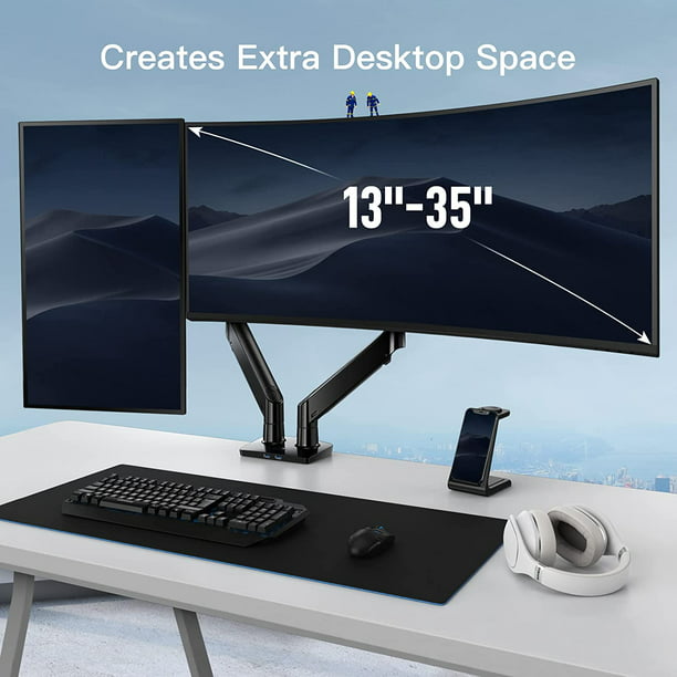 Myfurnideal Dual Monitor Stand for 13 to 35 inch Screen Height Adjustable Dual Monitor Mount with USB, Each Arm Hold up to 26.4lbs - Walmart.com