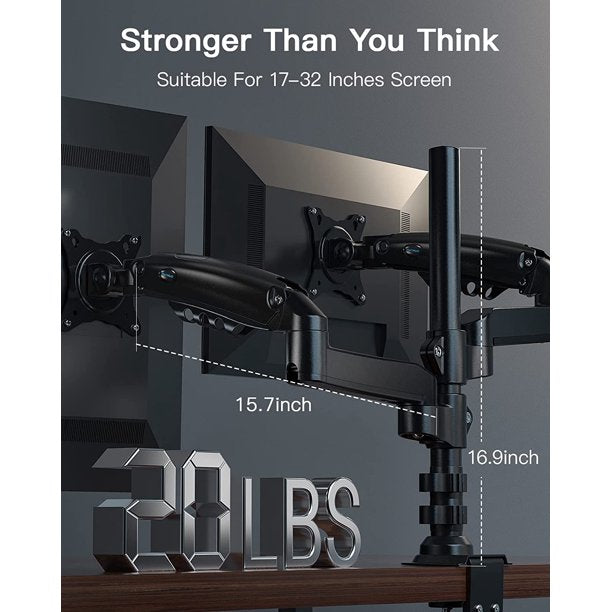 Myfurnideal Dual Monitor Stand Mount for 17-32 Inch Height Computer Screen Adjustable Gas Spring Double Arm Monitor Mount Desk Stand with Clamp - Walmart.com